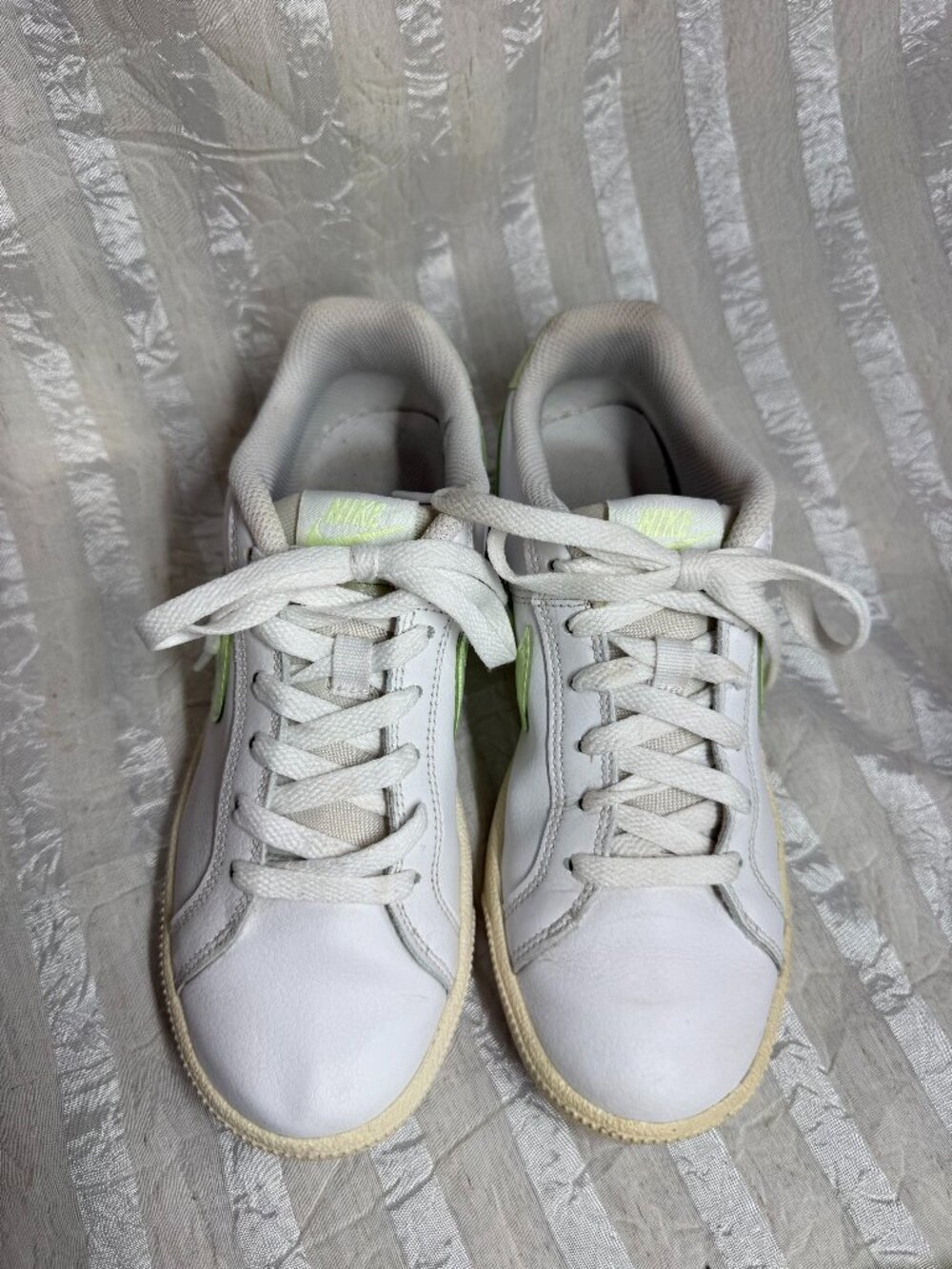 Nike Court Royale White & Barely Volt Neon Green Leather Sneakers Women's Size 7